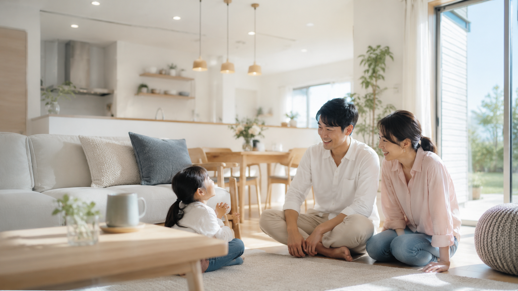 リビングでくつろぐ家族