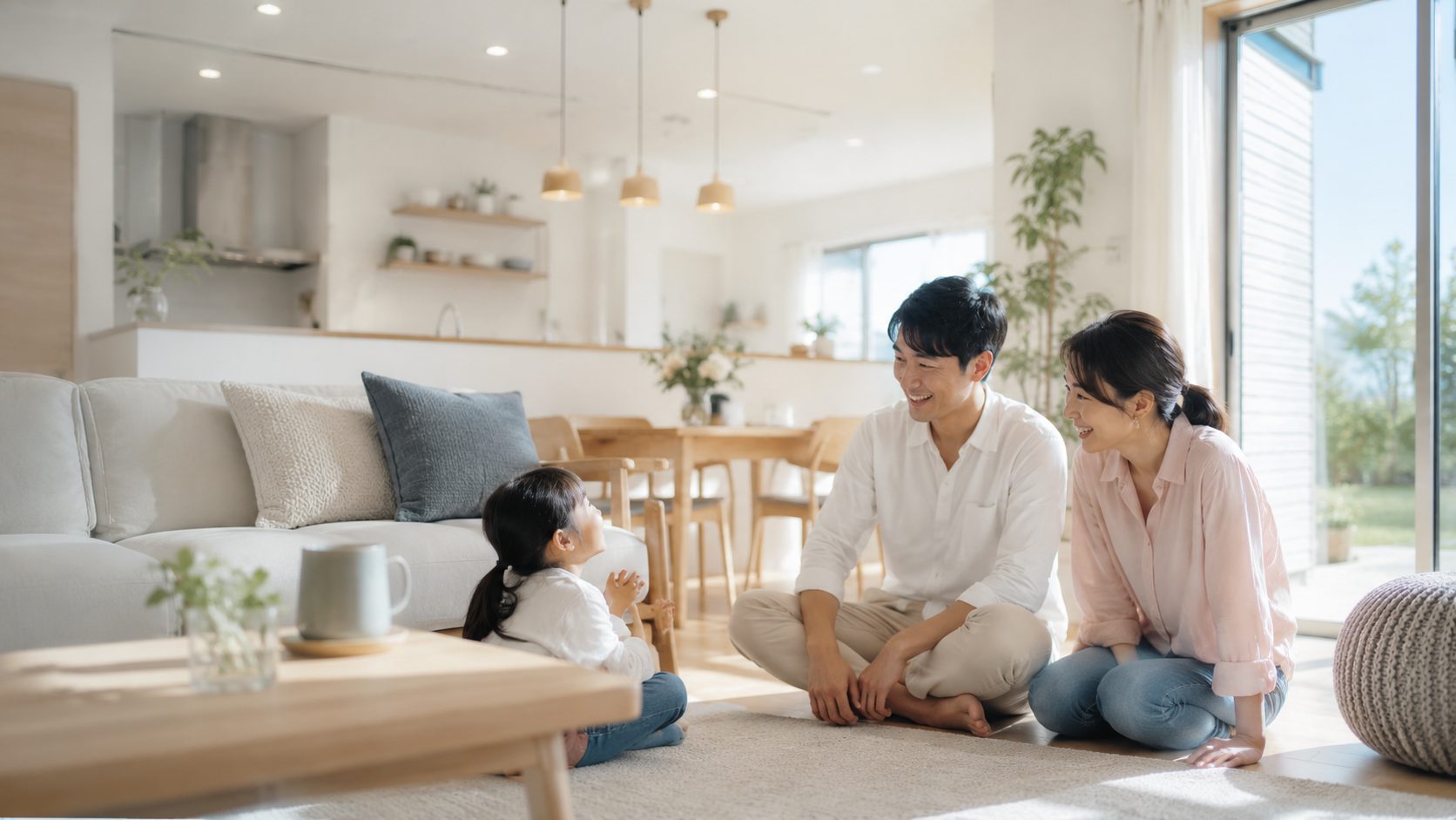 リビングでくつろぐ家族